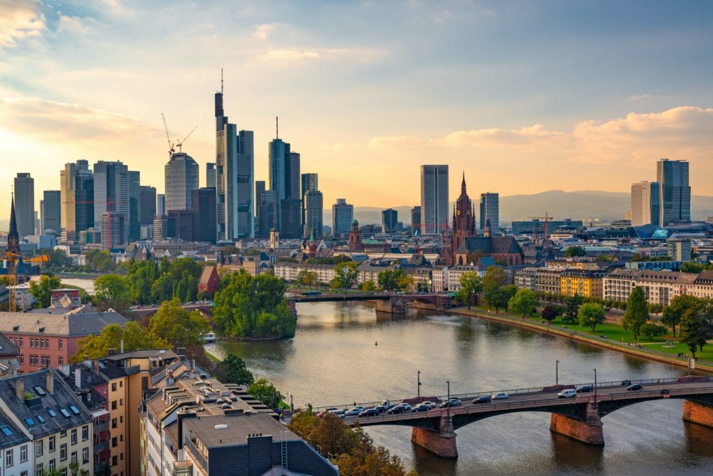 Frankfurt, Germany skyline over the Main River