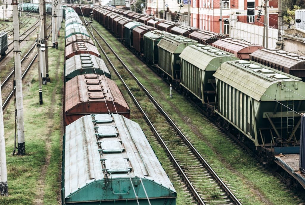 Old freight wagons on the tracks