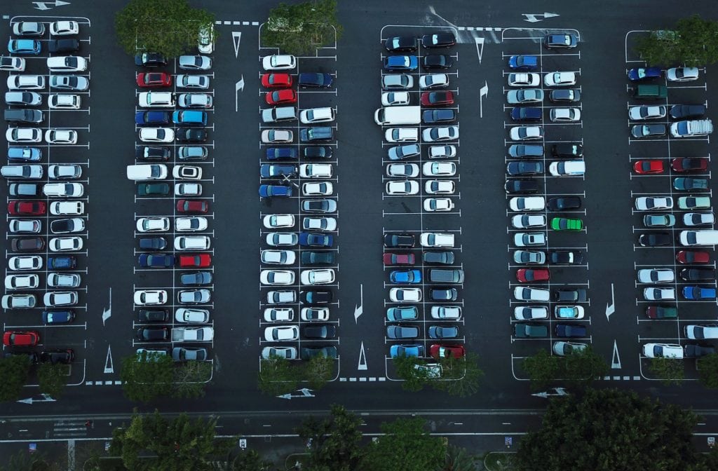 Aerial view of car parking
